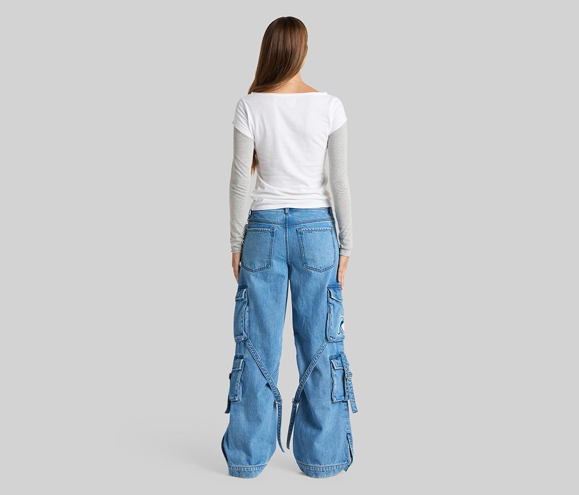 W 2623 90's COMBAT CARGO 23" MEDIUM STONE WASH