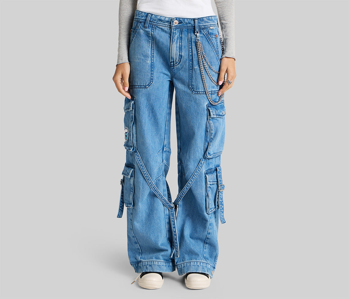 W 90's COMBAT CARGO 23" MEDIUM STONE WASH