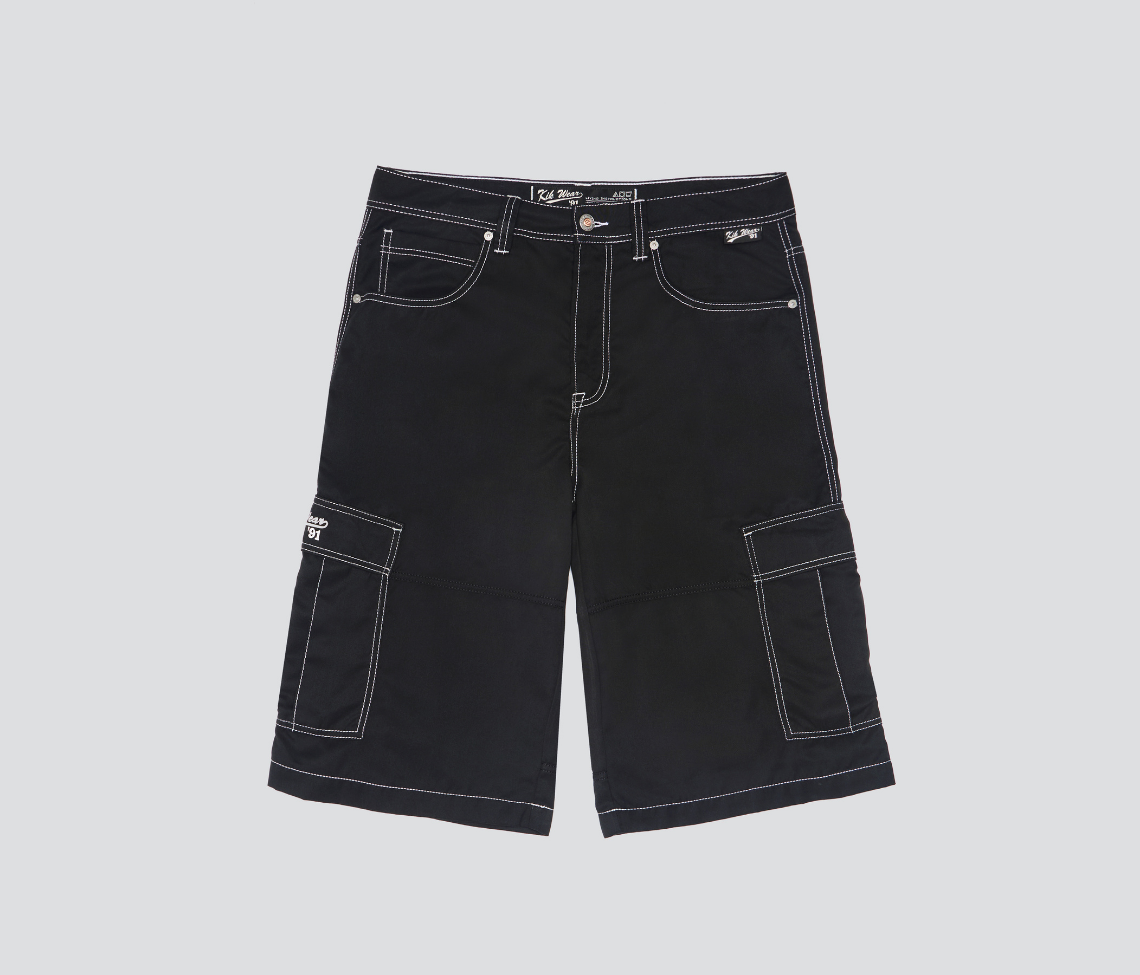 W HYDRO CHILL MICROSUEDE CARGO SHORT 15" INSEAM BLACK