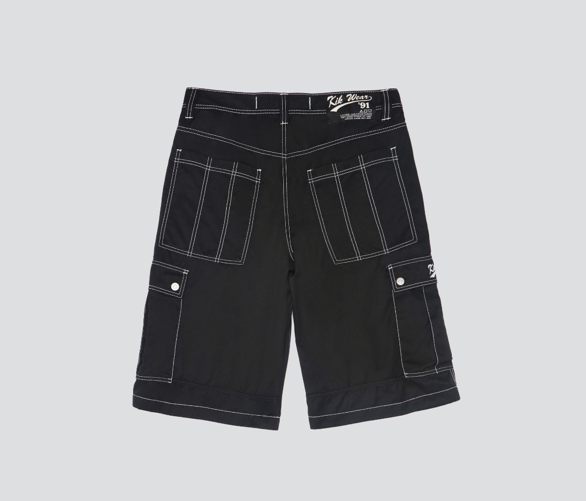W HYDRO CHILL MICROSUEDE CARGO SHORT 15" INSEAM BLACK
