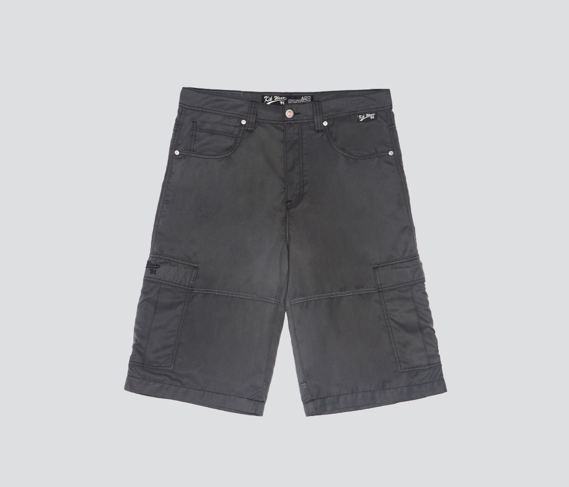 W HYDRO CHILL MICROSUEDE CARGO SHORT 15" INSEAM CHARCOAL