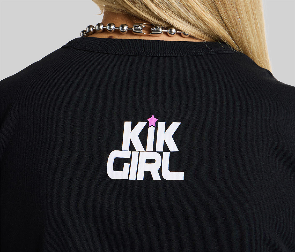 RAINBOW KIKGIRL GRAPHIC TEE - BLACK