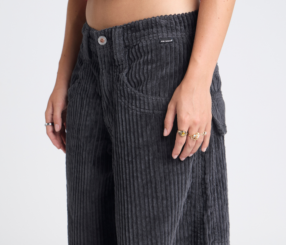 W KING KORDZ 36" 3-WALE CORDUROY CHARCOAL