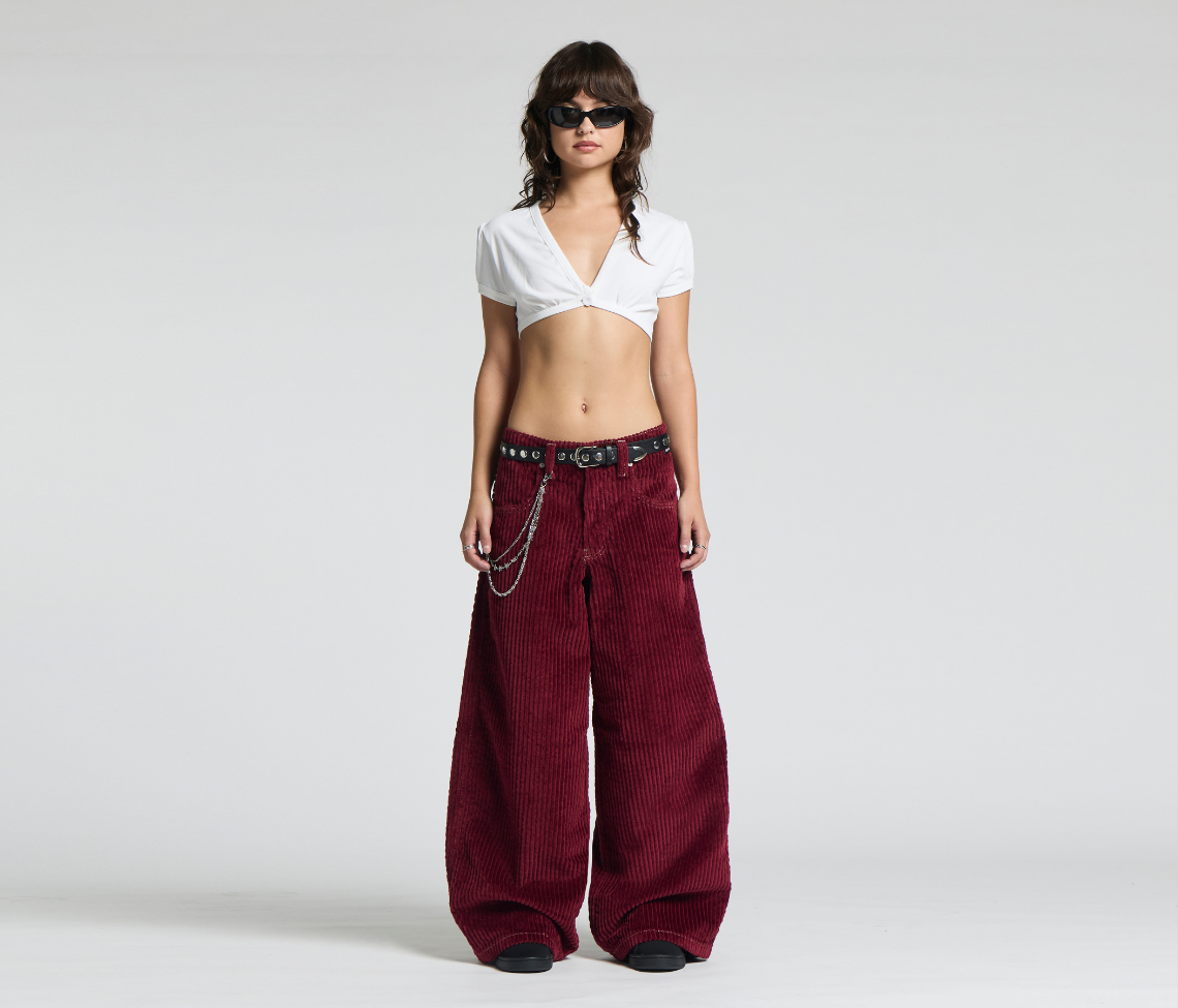W SUPREME KORDZ 26" 3-WALE CORDUROY BURGUNDY