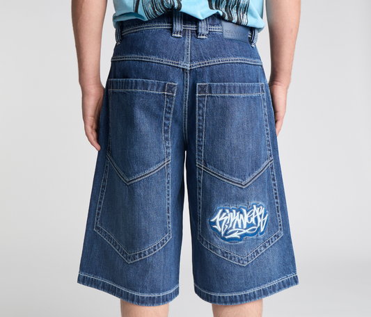 SUPREME GRAFFITI JORT 15" INSEAM AZUL DARK WASH