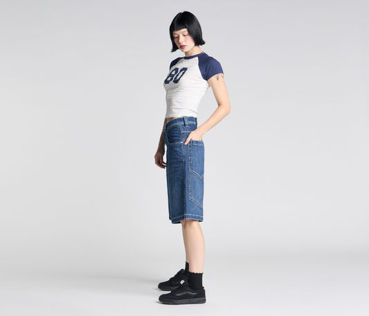 W SUPREME GRAFFITI JORT 15" AZUL DARK WASH