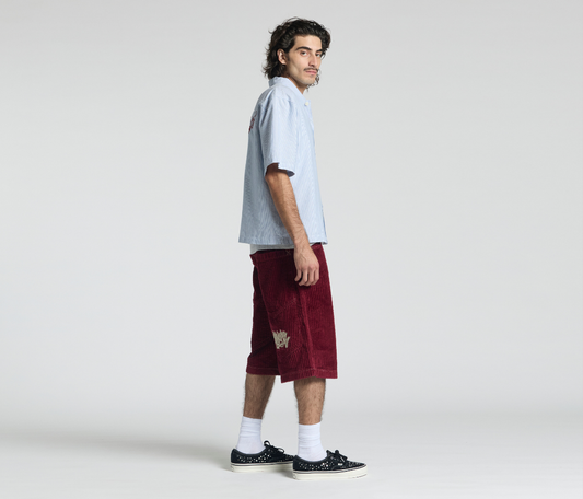 GRAFFITI CORDUROY SHORT 15" INSEAM BURGUNDY