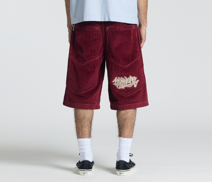 GRAFFITI CORDUROY SHORT 15" INSEAM BURGUNDY