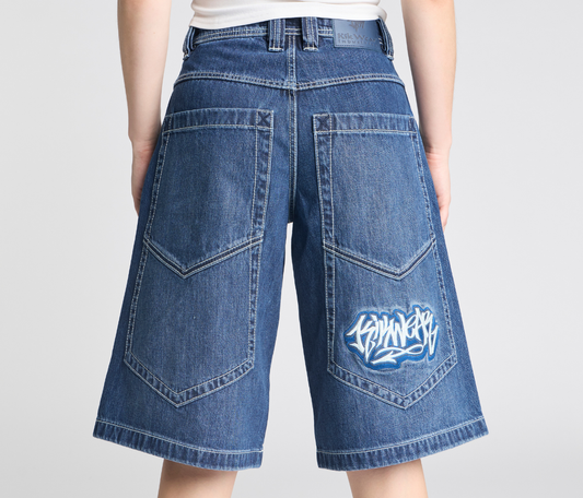 W SUPREME GRAFFITI JORT 15" AZUL DARK WASH