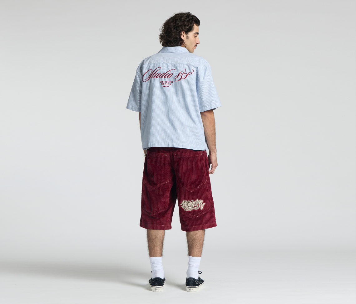 GRAFFITI CORDUROY SHORT 15" INSEAM BURGUNDY