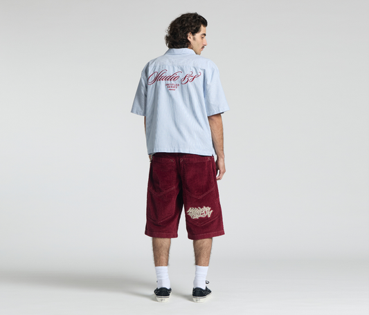 GRAFFITI CORDUROY SHORT 15" INSEAM BURGUNDY