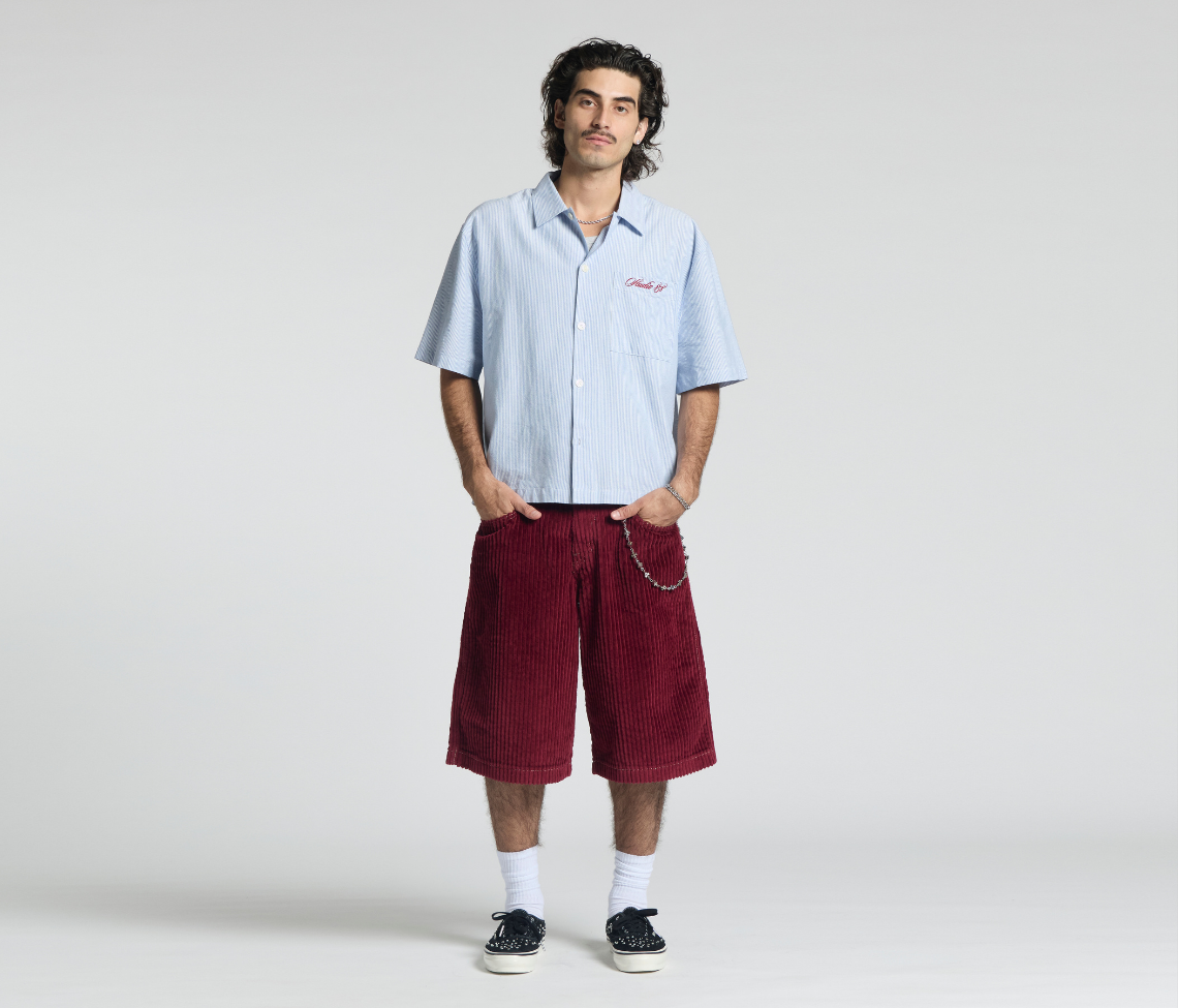 GRAFFITI CORDUROY SHORT 15" INSEAM BURGUNDY