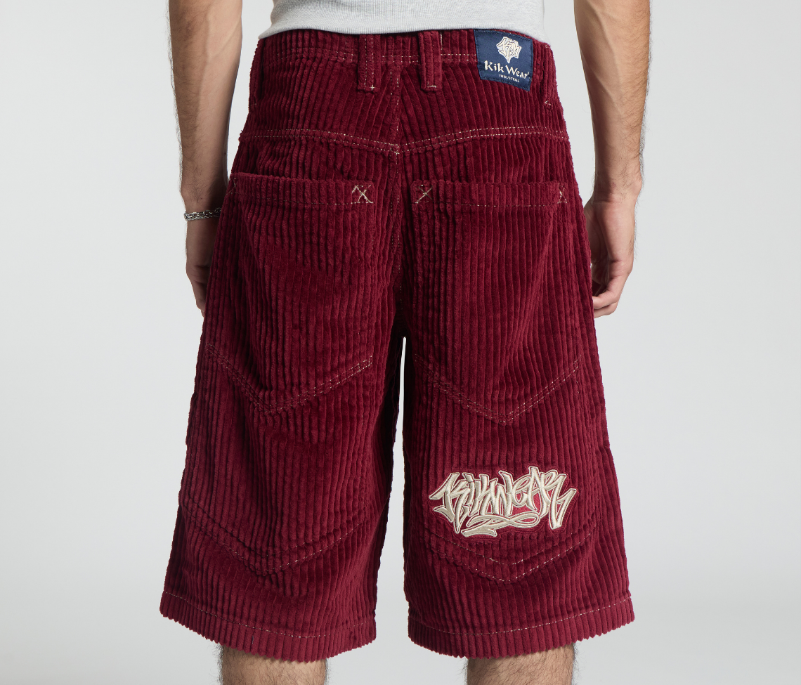 GRAFFITI CORDUROY SHORT 15" INSEAM BURGUNDY