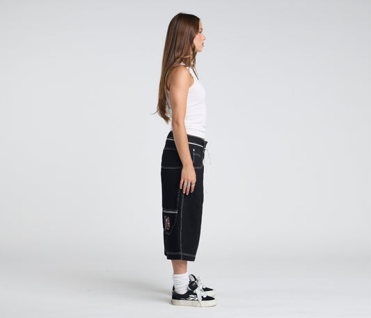 W REFLEKTOR JORT 18" INSEAM SUPER BLACK RINSE