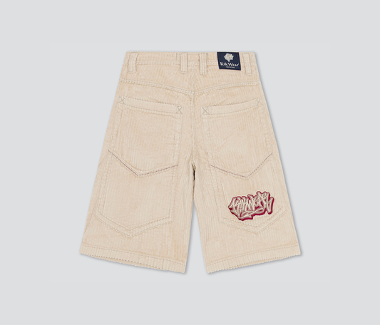 GRAFFITI CORDUROY SHORT 15" INSEAM KHAKI