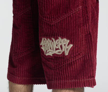 GRAFFITI CORDUROY SHORT 15" INSEAM BURGUNDY