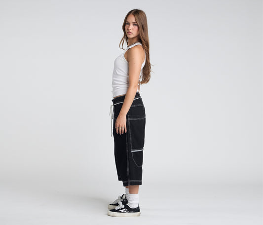 W REFLEKTOR JORT 18" INSEAM SUPER BLACK RINSE