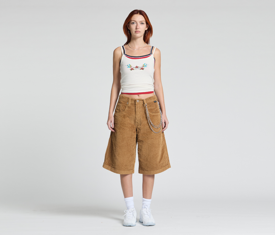 W GRAFFITI CORDUROY SHORT 15" INSEAM TOBACCO