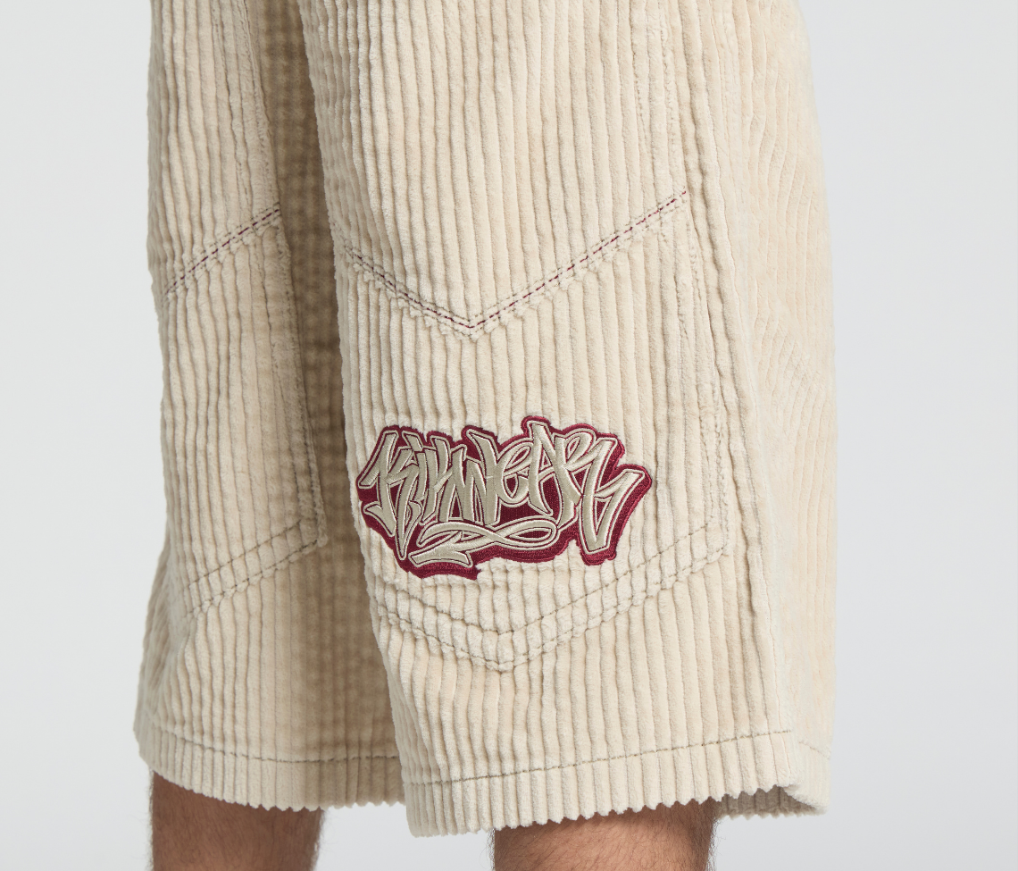 GRAFFITI CORDUROY SHORT 15" INSEAM KHAKI