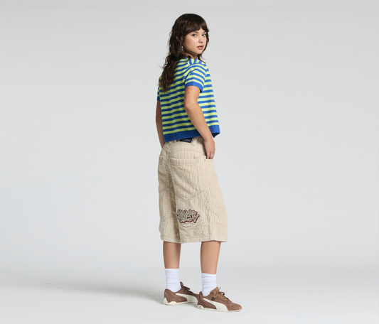 W GRAFFITI CORDUROY SHORT 15" INSEAM KHAKI