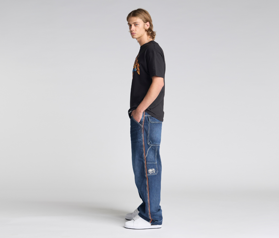 KIKWEAR X FLAMEHEAD CARPENTER 22" AZUL DARK WASH