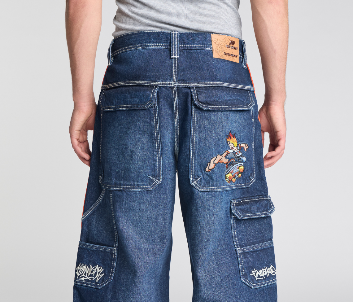 KIKWEAR X FLAMEHEAD CARPENTER 22" AZUL DARK WASH