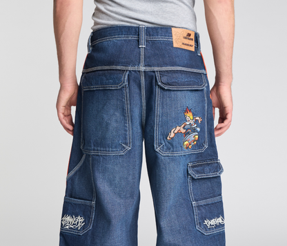 KIKWEAR X FLAMEHEAD CARPENTER 22" AZUL DARK WASH