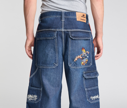 KIKWEAR X FLAMEHEAD CARPENTER 22" AZUL DARK WASH