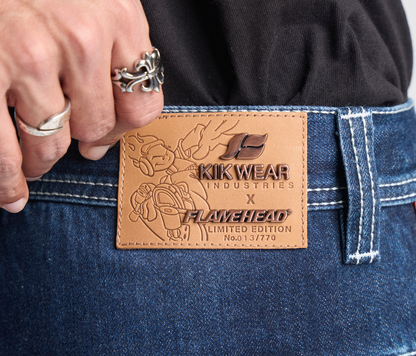 KIKWEAR X FLAMEHEAD CARPENTER 22" AZUL DARK WASH