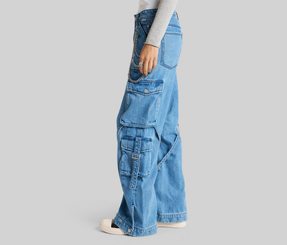 W 2623 90's COMBAT CARGO 23" MEDIUM STONE WASH