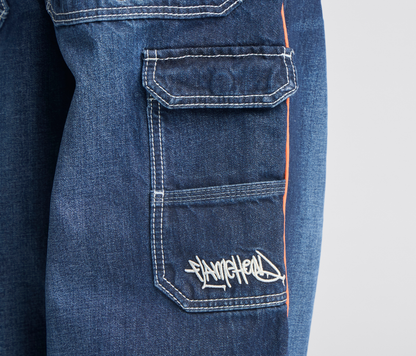 KIKWEAR X FLAMEHEAD CARPENTER 22" AZUL DARK WASH