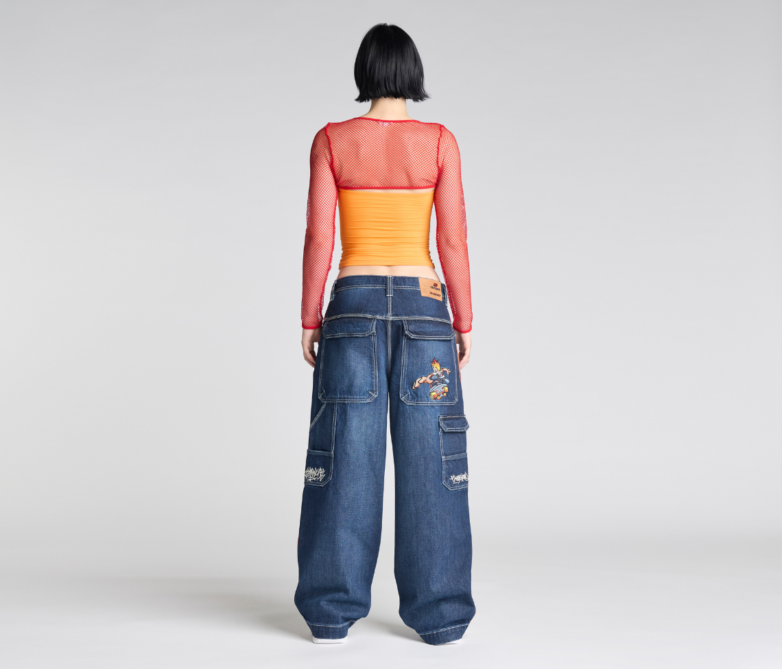 W KIKWEAR X FLAMEHEAD CARPENTER 22" AZUL DARK WASH