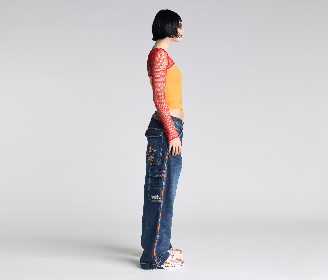 W KIKWEAR X FLAMEHEAD CARPENTER 22" AZUL DARK WASH