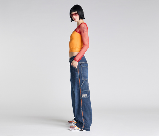 W KIKWEAR X FLAMEHEAD CARPENTER 22" AZUL DARK WASH