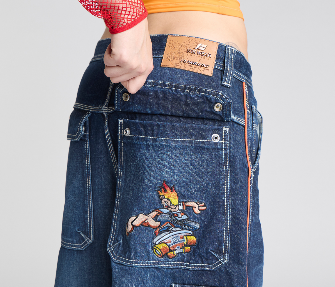 W KIKWEAR X FLAMEHEAD CARPENTER 22" AZUL DARK WASH