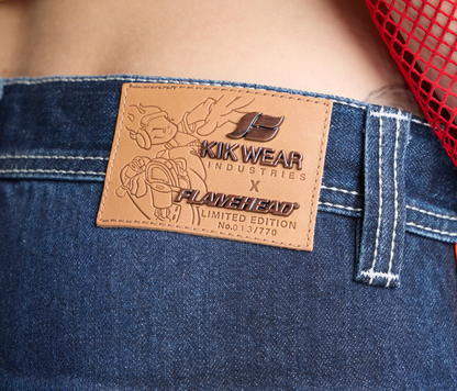 W KIKWEAR X FLAMEHEAD CARPENTER 22" AZUL DARK WASH