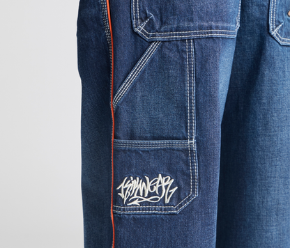 W KIKWEAR X FLAMEHEAD CARPENTER 22" AZUL DARK WASH