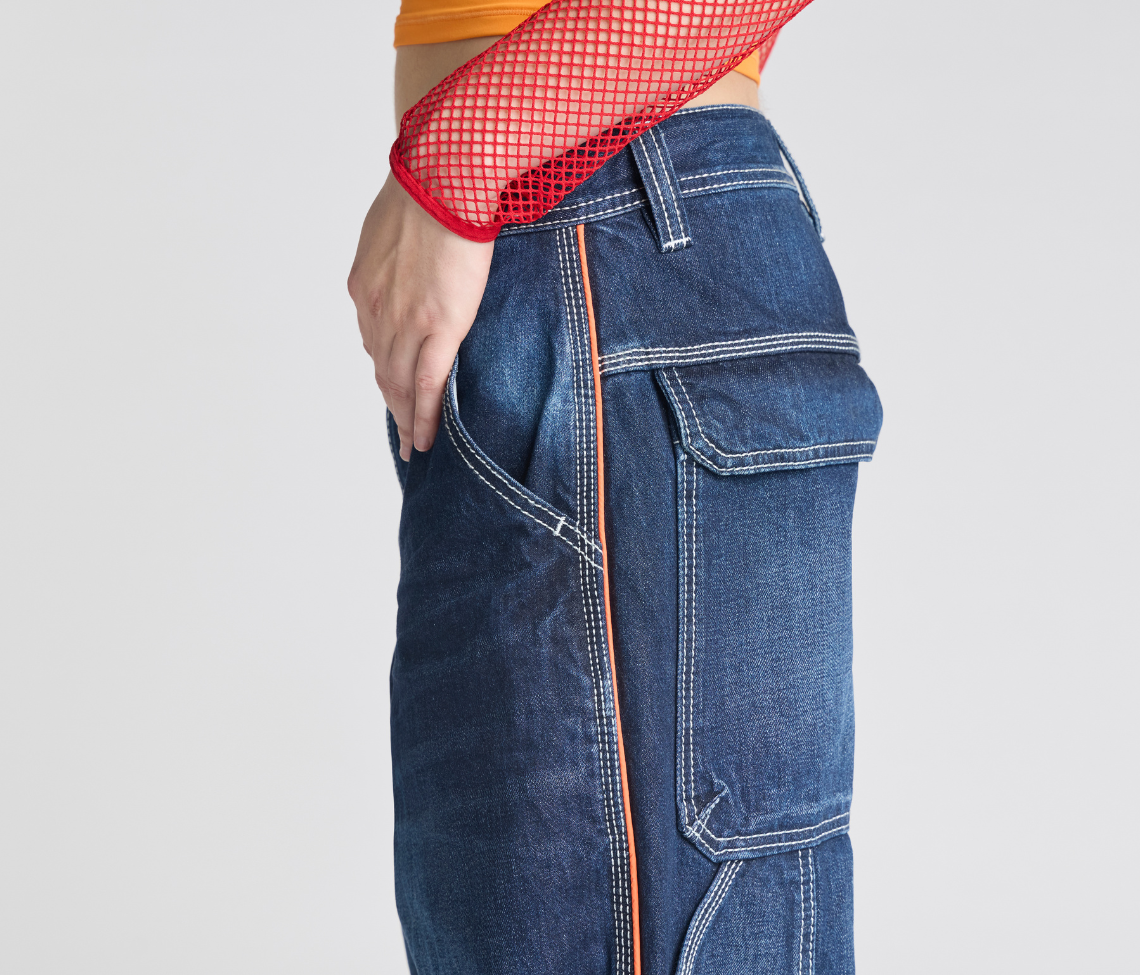 W KIKWEAR X FLAMEHEAD CARPENTER 22" AZUL DARK WASH