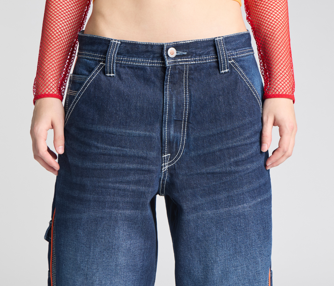 W KIKWEAR X FLAMEHEAD CARPENTER 22" AZUL DARK WASH