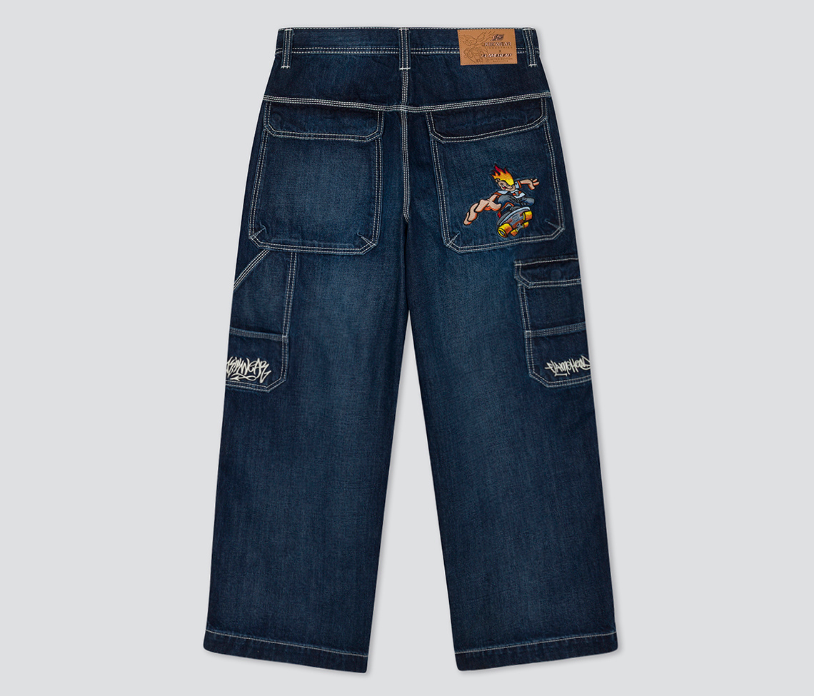 W KIKWEAR X FLAMEHEAD CARPENTER 22" AZUL DARK WASH