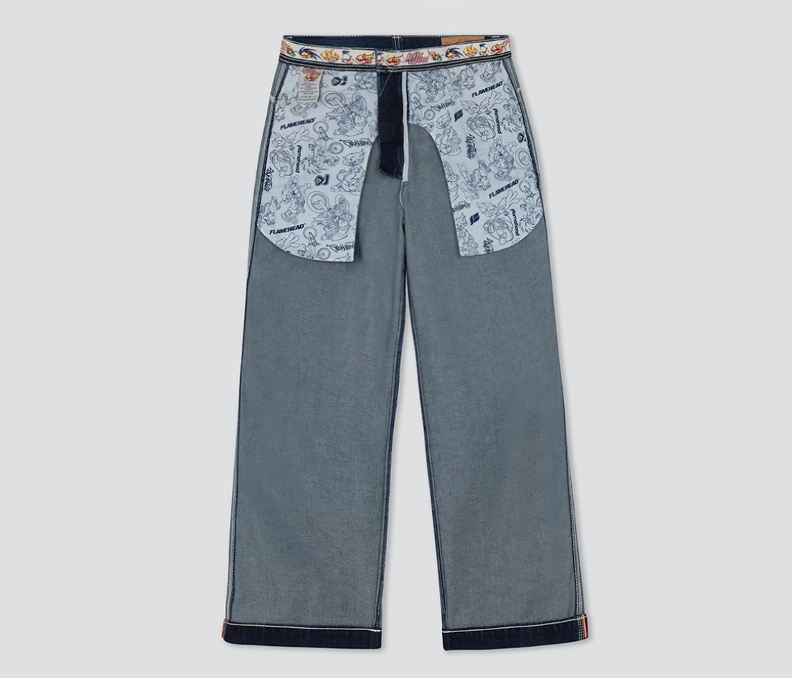 W KIKWEAR X FLAMEHEAD CARPENTER 22" AZUL DARK WASH