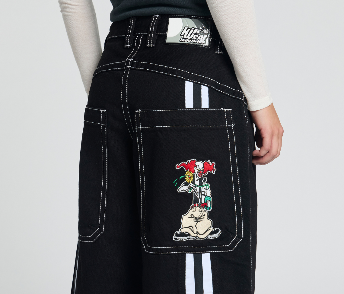 W EVIL KLOWN JORT 18" INSEAM SUPER BLACK RINSE
