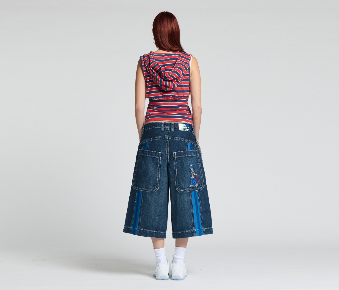 W KRAZY KLOWN JORT 18" INSEAM AZUL DARK WASH