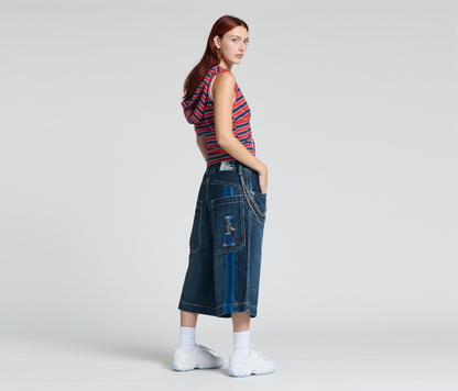 W KRAZY KLOWN JORT 18" INSEAM AZUL DARK WASH