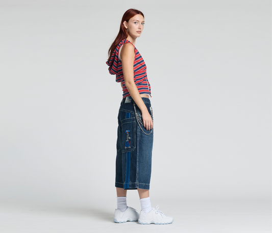 W KRAZY KLOWN JORT 18" INSEAM AZUL DARK WASH