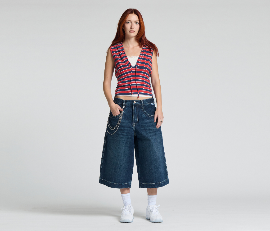W KRAZY KLOWN JORT 18" INSEAM AZUL DARK WASH