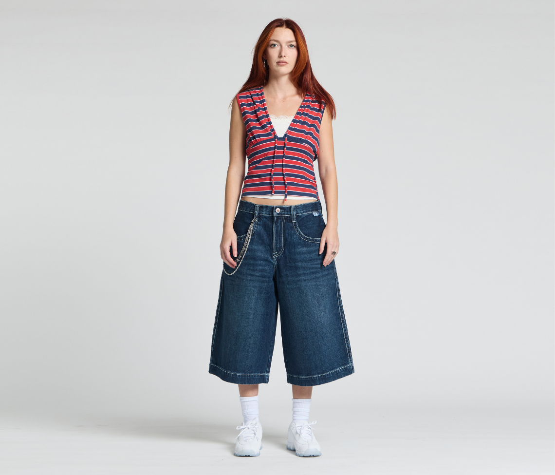W KRAZY KLOWN JORT 18" INSEAM AZUL DARK WASH