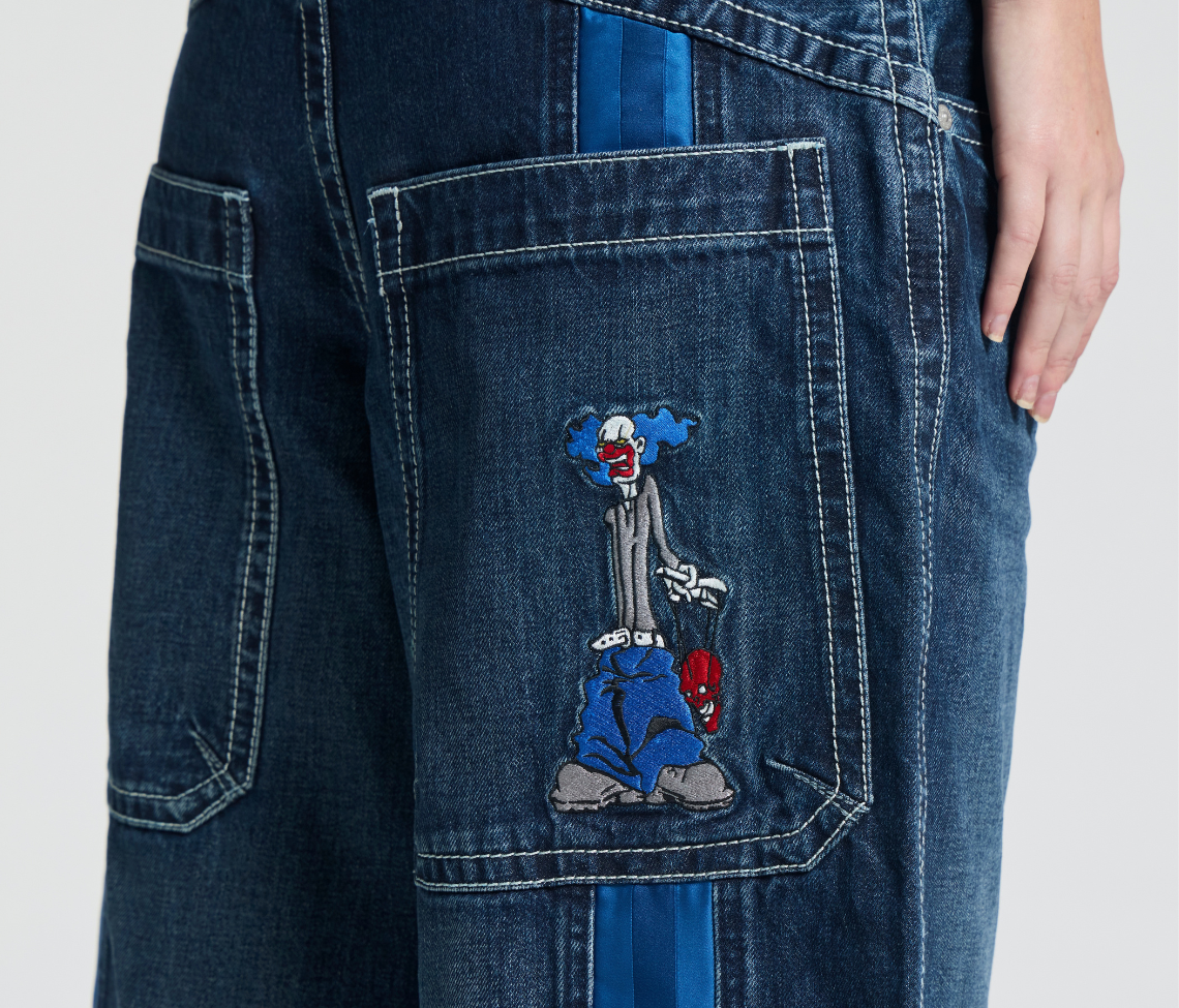 W KRAZY KLOWN JORT 18" INSEAM AZUL DARK WASH
