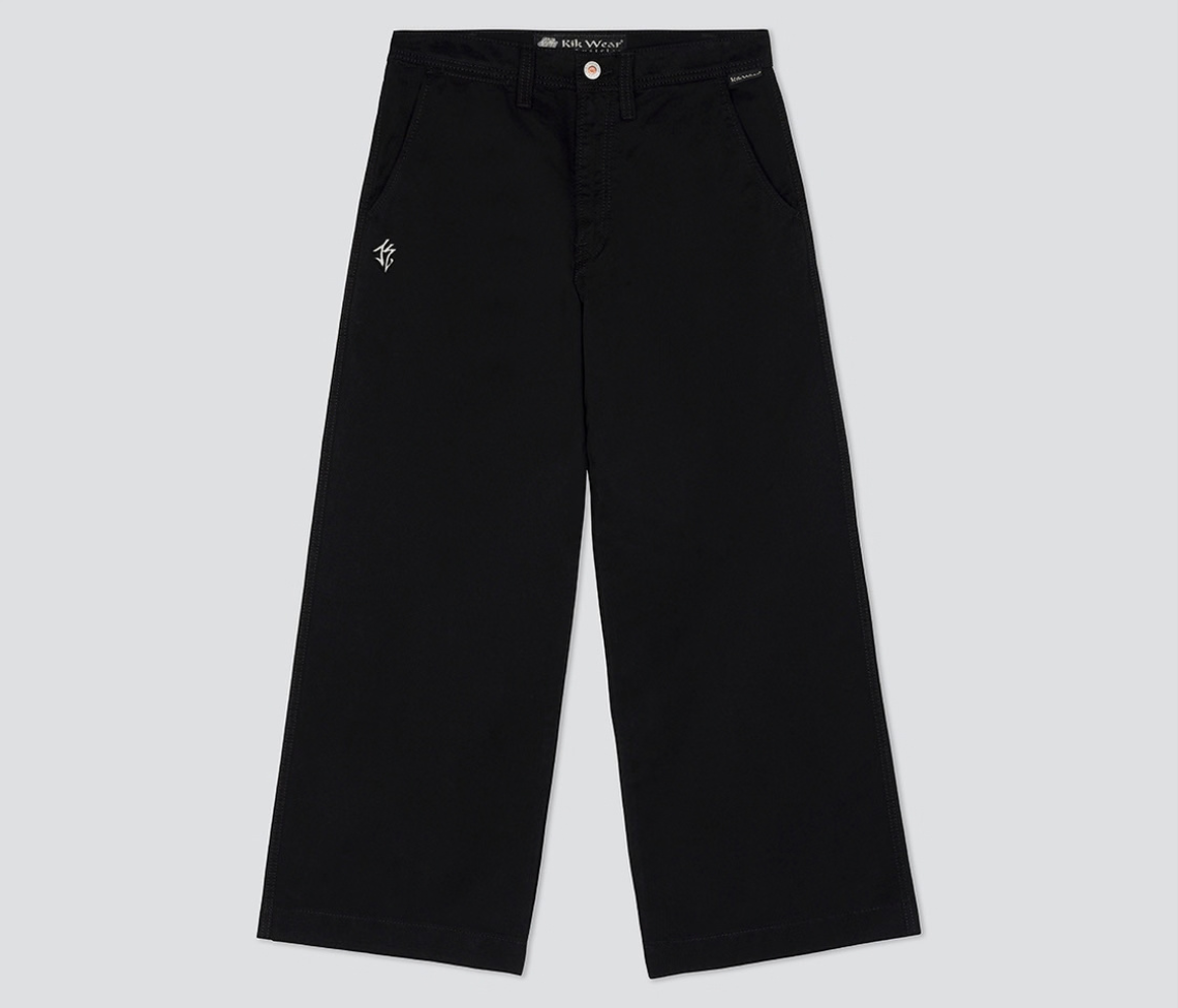 Kikwear Old Skool wide leg chino pants, 24-inch leg opening, black, photo 10
