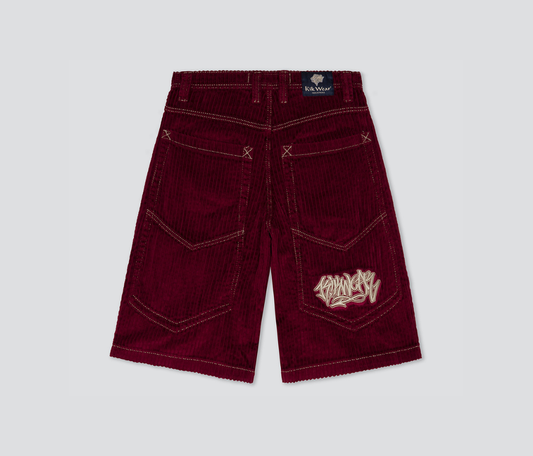 GRAFFITI CORDUROY SHORT 15" INSEAM BURGUNDY